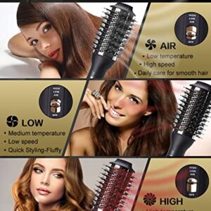 VASONNI Hair Dryer Brush Hot Air Blow Dryer Brush in One for Women Ceramic Coated Hot Air Brush for All Hair Types 58mm Oval Shape (Black Gold)