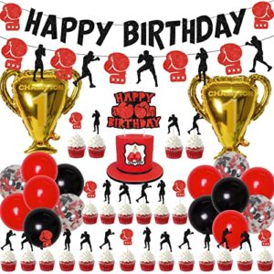 boxing match birthday party decorations fight sports theme birthday wrestling party supplies boxing birthday banner cake topper balloons