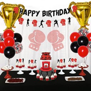 Boxing Match Birthday Party Decorations Fight Sports Theme Birthday Wrestling Party Supplies Boxing Birthday Banner Cake Topper Balloons