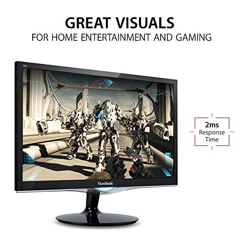 ViewSonic VX2452MH 24 Inch 2ms 60Hz 1080p Gaming Monitor with HDMI DVI and VGA inputs, Black & VA2447-MH 24 Inch Full HD 1080p Monitor with Ultra-Thin Bezel, Adaptive Sync, 75Hz