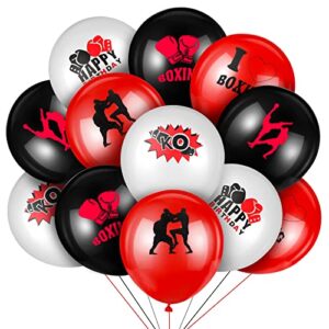 36 pack boxing latex balloons boxing match birthday party latex balloons 12 inch red black and white balloons large red and black boxer sport birthday party decorations for boxing theme birthday party