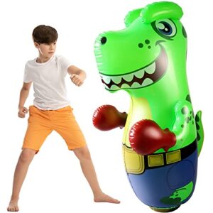 inflatable t-rex dinosaur bopper 47 inches, bop bag inflatable punching toy, kids punching bag with bounce-back action, inflatable punching bag for kids