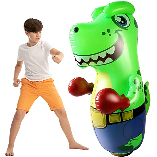 Inflatable T-Rex Dinosaur Bopper 47 Inches, Bop Bag Inflatable Punching Toy, Kids Punching Bag with Bounce-Back Action, Inflatable Punching Bag for Kids