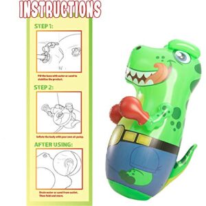 Inflatable T-Rex Dinosaur Bopper 47 Inches, Bop Bag Inflatable Punching Toy, Kids Punching Bag with Bounce-Back Action, Inflatable Punching Bag for Kids