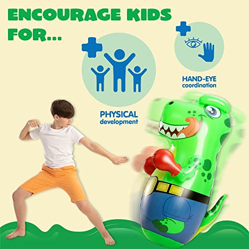 Inflatable T-Rex Dinosaur Bopper 47 Inches, Bop Bag Inflatable Punching Toy, Kids Punching Bag with Bounce-Back Action, Inflatable Punching Bag for Kids