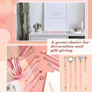 16 Pieces Crystal Diamond Fancy Pens for Kids Women Metal Ballpoint Pens Bulk Diamond Liquid Glitter Pen with Black Ink for Girl Bridesmaid Wedding Party Supplies School Office Easter (Pink Series)