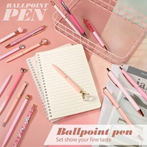 16 Pieces Crystal Diamond Fancy Pens for Kids Women Metal Ballpoint Pens Bulk Diamond Liquid Glitter Pen with Black Ink for Girl Bridesmaid Wedding Party Supplies School Office Easter (Pink Series)