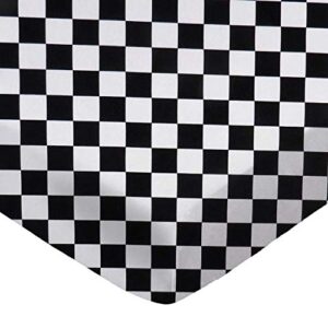 sheetworld 100% cotton percale fitted crib toddler sheet 28 x 52, black white checkerboard, made in usa