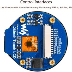 1.28inch Touch Round LCD Module with Touch Panel, 240×240 IPS Capacitive Display Screen, 65K RGB Color, SPI & I2C Port, GC9A01 & CST816S Chip, for Raspberry Pi/Raspberry Pi Pico/Ardu/STM32, etc