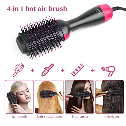 Gengxin Hair Dryer Brush,Volumizer 4 in 1 Hot Air Brush Styler Curler Comb Roller One Step Electric Ion Blow Dryer Brush Hair Straightener…