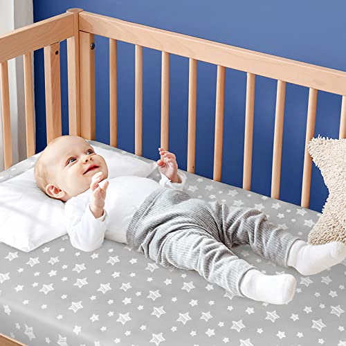 Crib Sheets for Boys or Girls 4 Pack, Fitted Crib Sheet for Standard Size Crib and Toddler Mattresses, Soft and Breathable Crib Sheets Baby Gift Boy Set, White