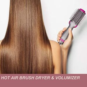 Hair Dryer Brush, Hot Air Brush, Negative Ion Hair Dryer Volumizer Brush for Women, Ceramic Anti-sacald Blow Dryer Brush for Fast Drying Styling Curling Hair with 3 Temp Levels (Grey)