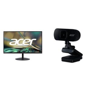 acer sb242y hbi 23.8" full hd (1920 x 1080) gaming office monitor | ultra-thin stylish design | 100hz | 1ms (vrb) | hdmi & vga ports full hd usb streaming 2mp webcam with digital microphone