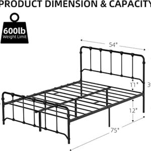 GaoMons Full Size Bed Frame with Headboard, Metal Slats Support Platform Bed Frame with Storage, No Box Spring Needed (Full)
