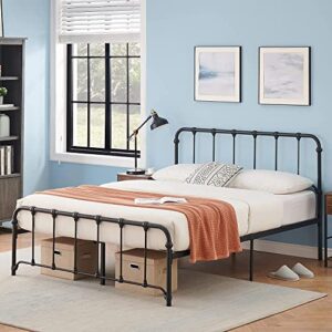 GaoMons Full Size Bed Frame with Headboard, Metal Slats Support Platform Bed Frame with Storage, No Box Spring Needed (Full)