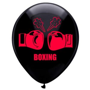 boxing latex balloons, 12inch (16pcs) red and black boxer sport birthday party decorations, supplies