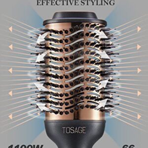 Hair Dryer Brush, Blow Dryer Brush with Enhanced Titanium Barrel & Negative Ions Technology, Hair Dryer and Styler Volumizer Professional 4 in 1 Hot Air Brush for Drying, Straightening, Curling（Black)