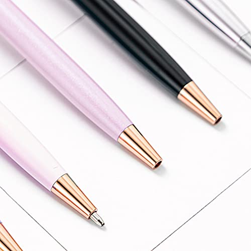 Sun Kea 3Pcs Big Diamond Pen Crystal Metal Ballpoint Pens 1.0mm Black Ink Advertising Gif Pen (6551-plated rose gold)