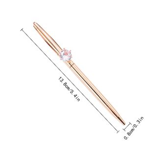 Sun Kea 3Pcs Big Diamond Pen Crystal Metal Ballpoint Pens 1.0mm Black Ink Advertising Gif Pen (6551-plated rose gold)