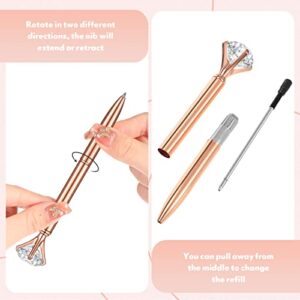 48 Pcs Big Diamond Pens Bulk for Bridal Shower Wedding Gift Crystal Metal Bling Ballpoint Pens with Black Ink for Women Bridesmaid Coworkers Office School Supplies (rose gold, silver, white )(rose gold, silver, white)