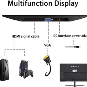 AOYODKG 20 inch PC Monitor, Professional Thin Computer Monitor with TN Panel and Blue Light Settings, 75Hz HD LED Monitor, Desktop Monitor with HDMI and VGA Port for Home Office, Black