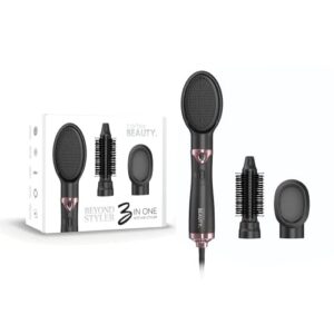 cortex beauty beyond styler - 3-in-1 hot air styler brush - hot air brush hair dryer brush blow dryer brush in one for hair drying volumizing straightening curling styling (black/rose)