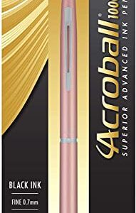 PILOT Acroball 1000 Ultra-Premium Ball Point Pen, 0.7 mm Fine Point, Black Ink, Rose Gold Barrel-2 Pens With 2 Bonus Reffills