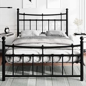 feonase twin size metal bed frame with headboard, modern heavy duty platform bed frame with 14 steel slats support, 12" under bed storage, no box spring needed, easy assembly, noise-free, black