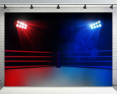 Lighting Boxing Arena Banner Backdrop Background Photo Booth Props Boxing Ring Boxing Match Stadium Sports Wrestling Theme Decor for Boxing Fan Boy Man 1st Birthday Party Favors Supplies Decorations