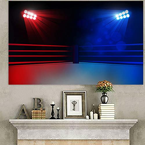 Lighting Boxing Arena Banner Backdrop Background Photo Booth Props Boxing Ring Boxing Match Stadium Sports Wrestling Theme Decor for Boxing Fan Boy Man 1st Birthday Party Favors Supplies Decorations