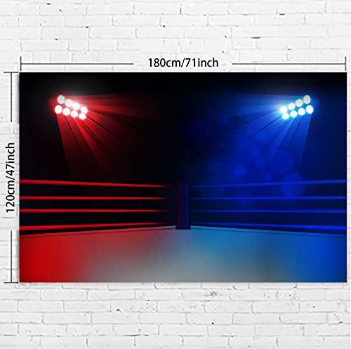 Lighting Boxing Arena Banner Backdrop Background Photo Booth Props Boxing Ring Boxing Match Stadium Sports Wrestling Theme Decor for Boxing Fan Boy Man 1st Birthday Party Favors Supplies Decorations