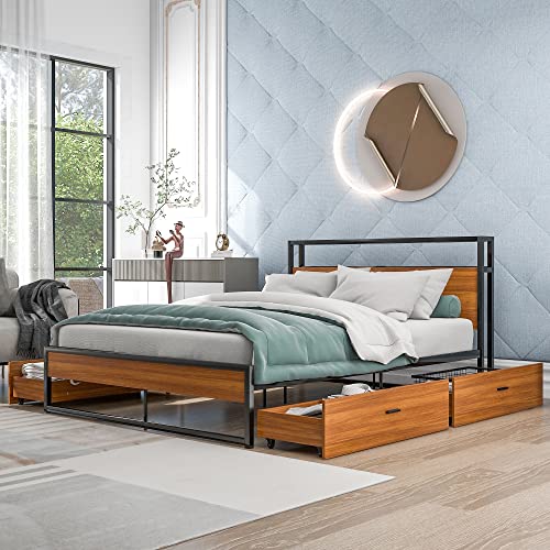 Overstock Queen Size Metal Platform Bed Frame Black 1 Queen