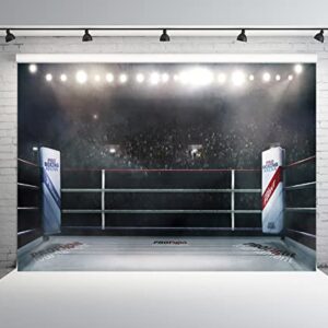 BELECO 7x5ft Fabric Boxing Ring Backdrop Blurred Spectator and Stadium Light MMA Arena Photography Backdrop for Birthday Party Decorations UFC Supplies Baby Shower Photo Background Photo Booth Props