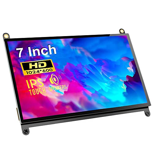 Raspberry Pi Touchscreen Raspberry Pi Display 1024x600 7 Inch Monitor Portable HDMI Monitor Fit for Raspberry Pi 4/3/2/Zero/B/B+ Win11/10/8/7, Free-Driver