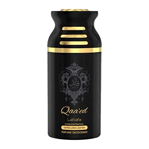 Qaa'ed Deodorant - 250ML (8.4 oz ) I Qaa'ed, 12 Pack | Oriental DEO with a Classic Combination of Oudh, Roses & Vanilla I Energizing Oud Fragrance I Classy Unisex Scent I Summer Deo Fresh, Citrus, Pepper I Vanilla, Jasmine, White Musk, Ambergris & Saffron