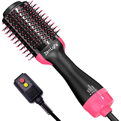 Hair Dryer Brush, Zen Lyfe 4-in-1Hot Air Brush Styler and Dryer, Blow Dryer Brush with Negative Ionic for Straightening, Curling, Professional Brush Hair Dryers for Women