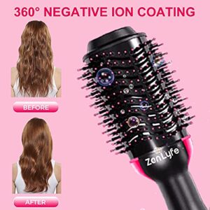 Hair Dryer Brush, Zen Lyfe 4-in-1Hot Air Brush Styler and Dryer, Blow Dryer Brush with Negative Ionic for Straightening, Curling, Professional Brush Hair Dryers for Women