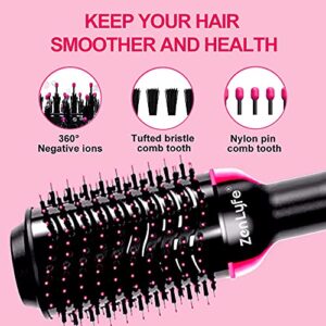 Hair Dryer Brush, Zen Lyfe 4-in-1Hot Air Brush Styler and Dryer, Blow Dryer Brush with Negative Ionic for Straightening, Curling, Professional Brush Hair Dryers for Women