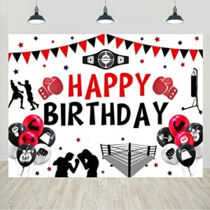 boxing birthday party backdrop for boys red and black boxer sport photography background decorations kids boxing match party banner supplies 7x5ft