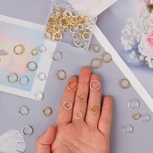 90PCS Double Hole Bead for Jewelry Making, UHOMENY Round Frames Links Connectors Two Hole Circle Frame Spacer Beads Brass Round Connector Ring for Beading Earring Bracelet Necklace (Gold & Silver)