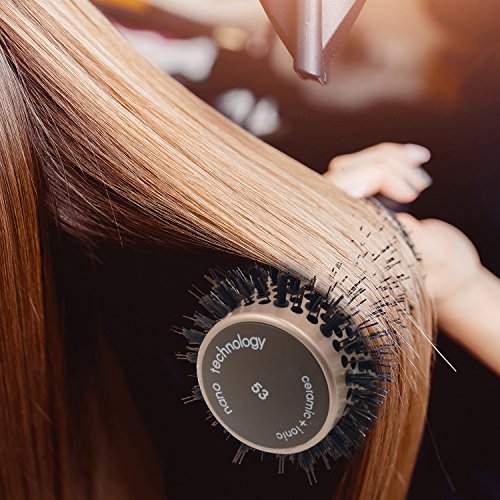 FIXBODY Boar Bristles Round Hair Brush, Nano Thermal Ceramic & Ionic Tech, Roller Hairbrush for Blow Drying, Curling, Straightening, Add Volume & Shine (3.3 inch, Barrel 2 inch)