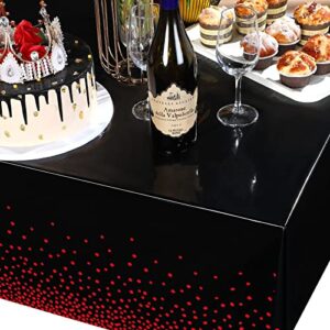 3 Pieces Dot Tablecloth Confetti Rectangle Plastic Disposable Table Cover for Birthday Wedding Baby Shower Engagement Anniversary Bachelorette Party, 54 x 108 Inch (Black and Red)