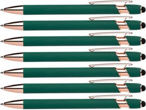 rose gold rubberized soft touch | rose gold colors | ballpoint pen with stylus tip a stylish, premium metal pen, black ink, medium point (green, 7 pack)