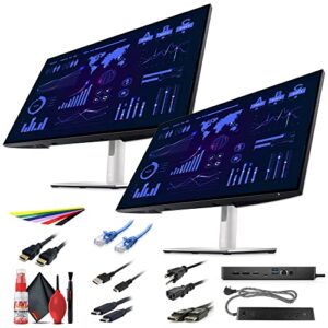 dell 2 x u2722de 27" 16:9 ips monitor (u2722de) wd19s dock + surge protector + aux cable + network cable + cable straps + cleaning kit + hdmi cable + more