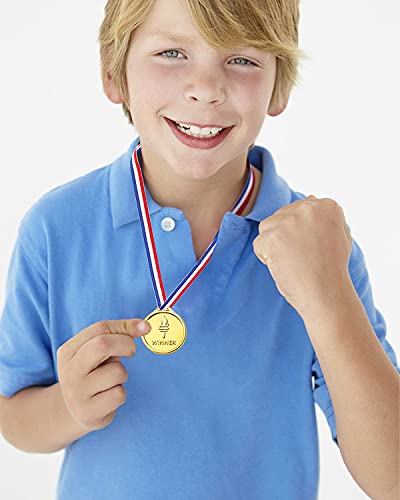 Pllieay 48 Pieces Plastic Winner Medals, Winner Award Medals, Gold Silver and Bronze Medals for Sports, Competition, Talent Show, Spelling Bee, Gymnastic Birthday Party Favors and Awards