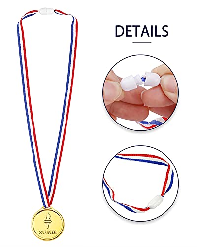 Pllieay 48 Pieces Plastic Winner Medals, Winner Award Medals, Gold Silver and Bronze Medals for Sports, Competition, Talent Show, Spelling Bee, Gymnastic Birthday Party Favors and Awards