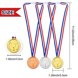 Pllieay 48 Pieces Plastic Winner Medals, Winner Award Medals, Gold Silver and Bronze Medals for Sports, Competition, Talent Show, Spelling Bee, Gymnastic Birthday Party Favors and Awards