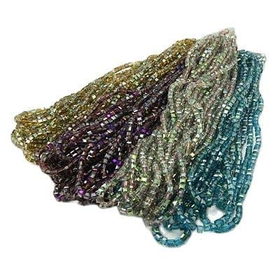 Ancac 10 Strand Faceted Square Beads Electroplate Glass Beads AB Color Plated Loose Spacer for Jewelry Making 7~8x7~8x7~8mm - (Color: Random Color)