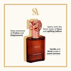 SWISS ARABIAN Oud 07 - Luxury Products From Dubai - Long Lasting And Addictive Personal EDP Spray Fragrance - A Seductive, Signature Aroma - The Luxurious Scent Of Arabia - 1.7 Oz