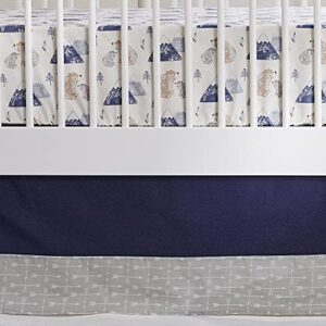 Levtex Baby - Rowan Crib Bed Set - Baby Nursery Set - Navy Grey White Blue Taupe - Bears and Mountains - 5 Piece Set Includes Quilt, Two Fitted Sheets, Wall Decal & Skirt/Dust Ruffle